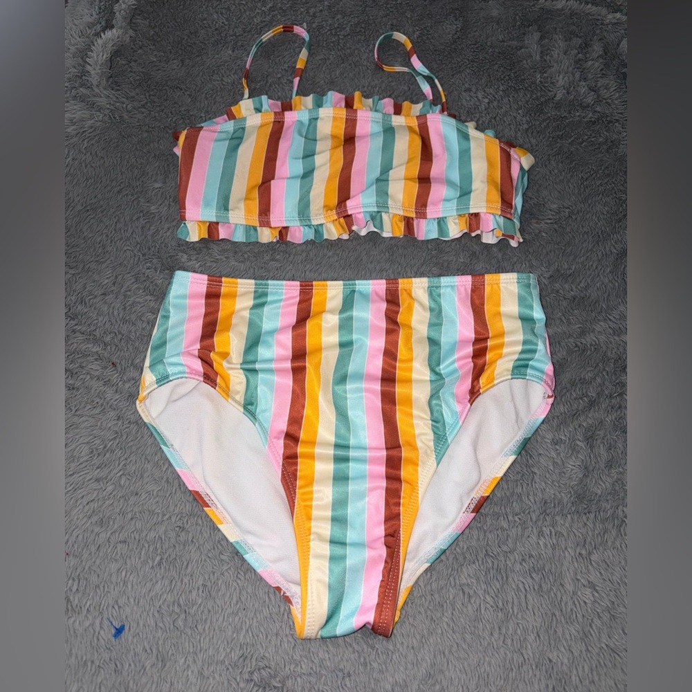 Wonder Nation Multicolor Striped Kids Bikini